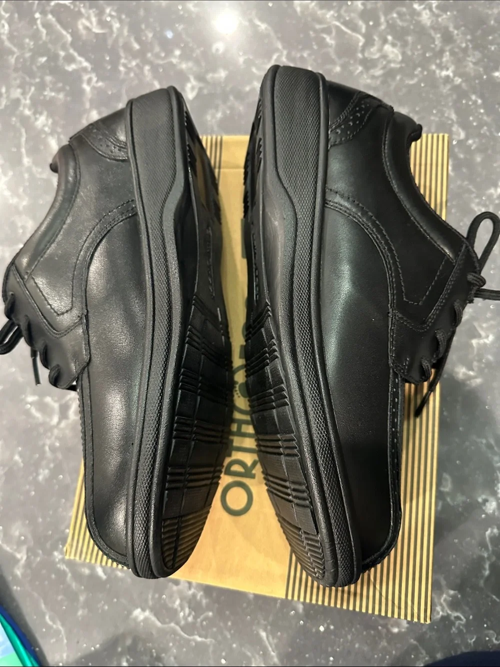 Men's Black Leather Lace-Up orthopedic Shoes 9.5 wide